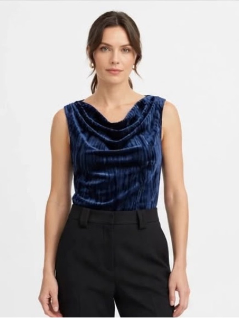 Vero Moda Navy Velvet Cowl Neck Camisole